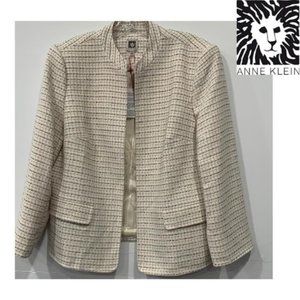 Anne Klein Women's Tweed Open Front Jacket White